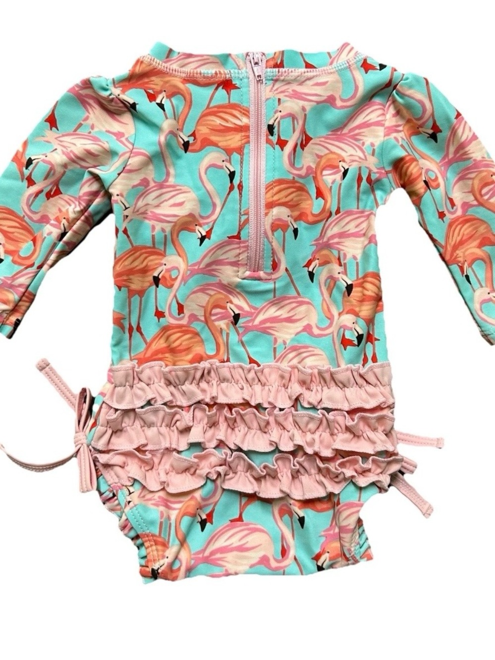 Baby Girl Ruffle Butts Long Sleeve Flamingo Bathing Suit Size 0-3 Months